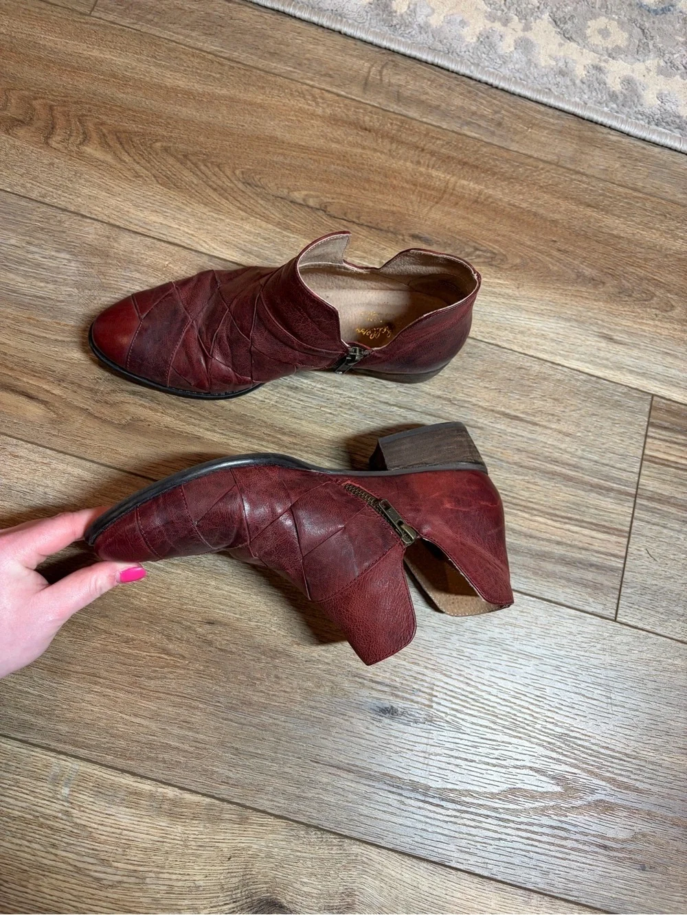 Anthropologie Seychelles Boho Deep Sea woven leather ankle booties in red